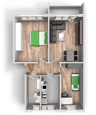 Grundriss: 3-Raum-Wohnung Südstadtring 17