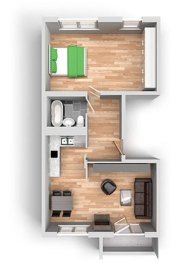 Grundriss: 2-Raum-Wohnung Alte Heerstraße 206