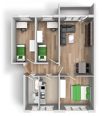 Grundriss: 4-Raum-Wohnung Amsterdamer Straße 46