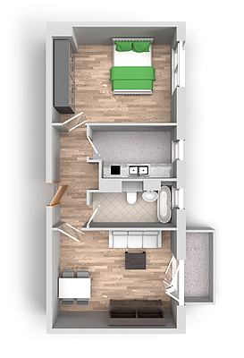 Grundriss: 2-Raum-Wohnung Moskauer Straße 7