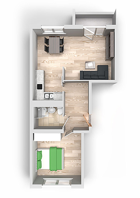 Grundriss: 2-Raum-Wohnung Am Hohen Ufer 32