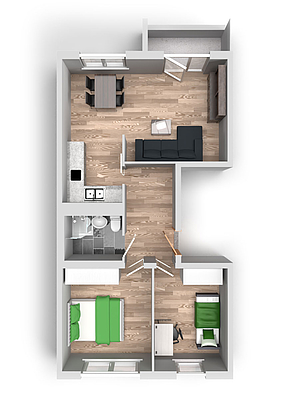 Grundriss: 3-Raum-Wohnung Riedweg 23