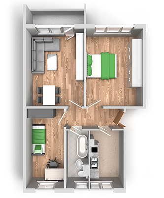Grundriss: 3-Raum-Wohnung Südstadtring 29