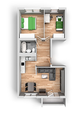 Grundriss: 3-Raum-Wohnung Erich-Kästner-Straße 7