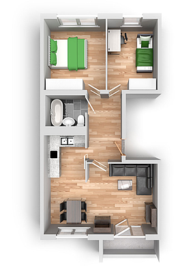 Grundriss: 3-Raum-Wohnung Erich-Kästner-Straße 11