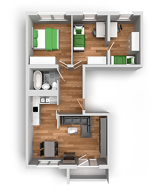 Grundriss: 4-Raum-Wohnung Am Hohen Ufer 12