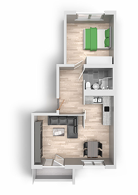Grundriss: 2-Raum-Wohnung Am Hohen Ufer 3