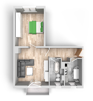 Grundriss: 2-Raum-Wohnung Moskauer Straße 9