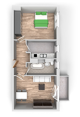 Grundriss: 2-Raum-Wohnung Moskauer Straße 13