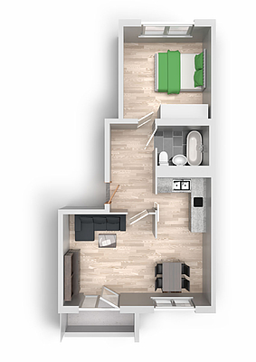 Grundriss: 2-Raum-Wohnung Am Hohen Ufer 7
