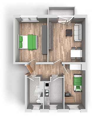 Grundriss: 3-Raum-Wohnung Moskauer Straße 38