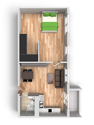 Grundriss: 2-Raum-Wohnung Weißenfelser Straße 45