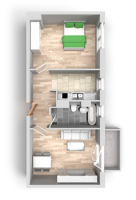 Grundriss: 2-Raum-Wohnung Kurt-Freund-Straße 9