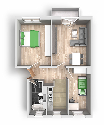 Grundriss: 3-Raum-Wohnung Moskauer Straße 28