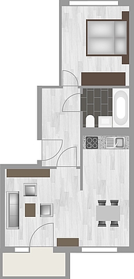 Grundriss: 2-Raum-Wohnung Am Hohen Ufer 22
