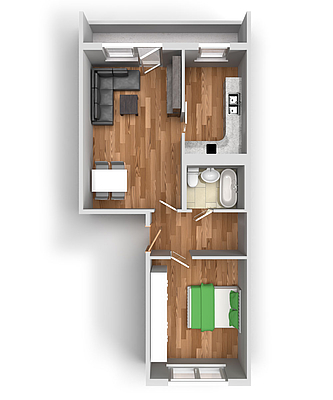 Grundriss: 2-Raum-Wohnung Salzbinsenweg 3