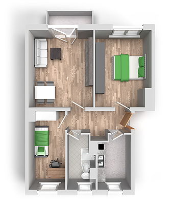 Grundriss: 3-Raum-Wohnung Moskauer Straße 30