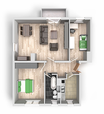 Grundriss: 3-Raum-Wohnung St. Petersburger Straße 6