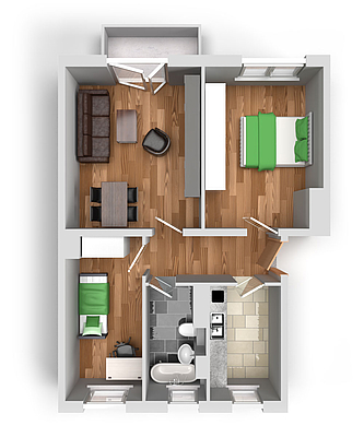 Grundriss: 3-Raum-Wohnung Paul-Suhr-Straße 85b