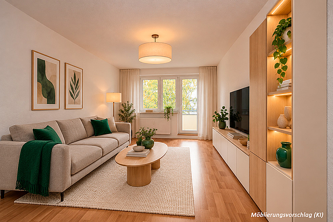 Möblierungsvorschlag (KI): 4-Raum-Wohnung Hildesheimer Straße 7