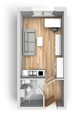 Grundriss: 1-Raum-Wohnung Straße der Befreiung 16