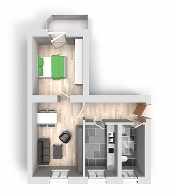 Grundriss: 2-Raum-Wohnung Karl-Pilger-Straße 5