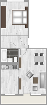 Grundriss: 2-Raum-Wohnung Lindenweg 4
