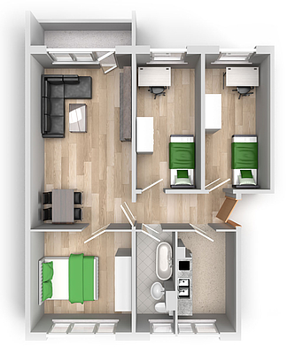Grundriss: 4-Raum-Wohnung Brüsseler Straße 30