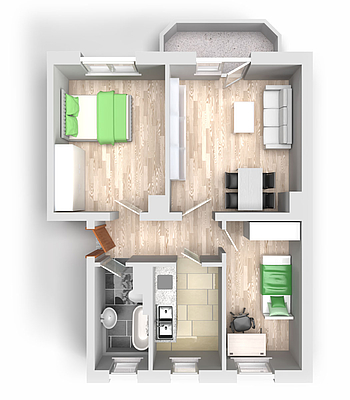 Grundriss: 3-Raum-Wohnung Ernst-Eckstein-Straße 8