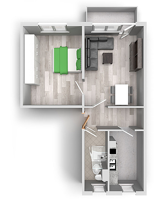 Grundriss: 2-Raum-Wohnung Victor-Klemperer-Straße 6