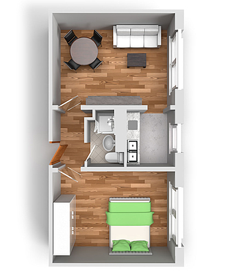 Grundriss: 2-Raum-Wohnung Plutostraße 4