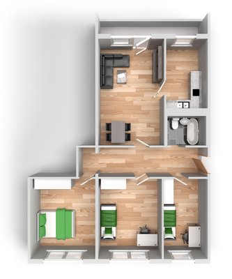 Grundriss: 4-Raum-Wohnung Salzbinsenweg 6