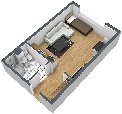 Grundriss: 1-Raum-Wohnung Straße der Befreiung 16