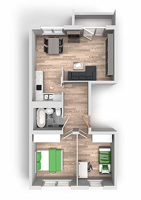 Grundriss: 3-Raum-Wohnung Schilfstraße 5
