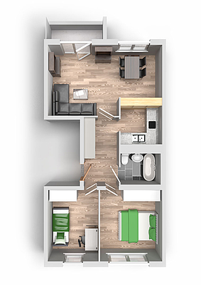 Grundriss: 3-Raum-Wohnung Am Rosengarten 83a