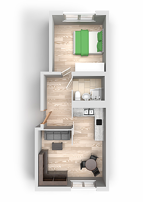 Grundriss: 2-Raum-Wohnung Erich-Kästner-Straße 4
