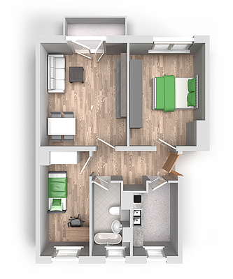 Grundriss: 3-Raum-Wohnung Moskauer Straße 30