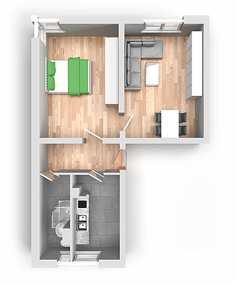 Grundriss: 2-Raum-Wohnung Saalberg 13