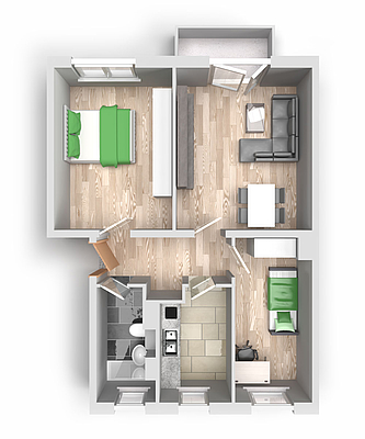 Grundriss: 3-Raum-Wohnung Paul-Suhr-Straße 48