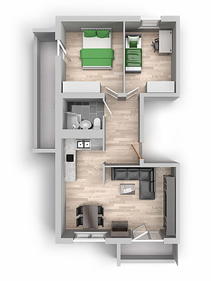 Grundriss: 3-Raum-Wohnung Guldenstraße 1