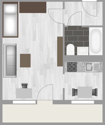 Grundriss: 1-Raum-Wohnung Lunzbergring 1