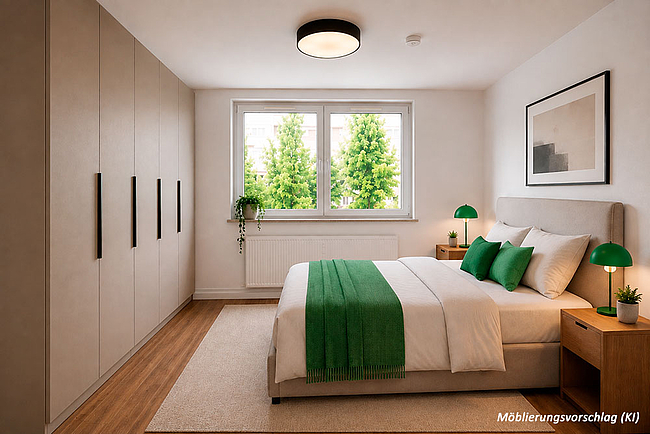 Möblierungsvorschlag (KI): 2-Raum-Wohnung Lindenweg 6
