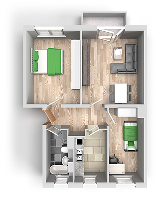 Grundriss: 3-Raum-Wohnung Paul-Suhr-Straße 49a