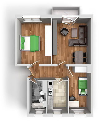 Grundriss: 3-Raum-Wohnung Warschauer Straße 29